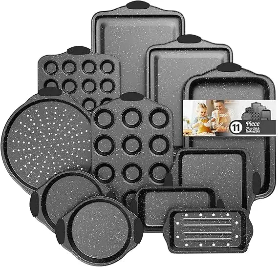 Nonstick 11 Piece Baking Pan Set With Silicone Handles