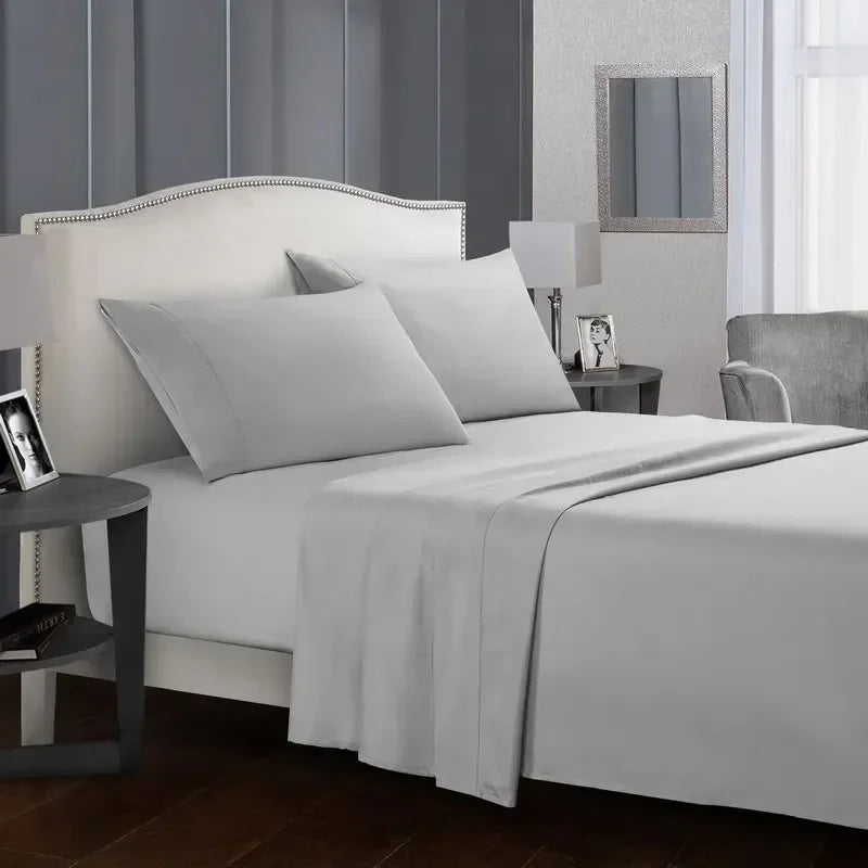 Solid Color Soft Brushed Bedding Set with Pillowcases