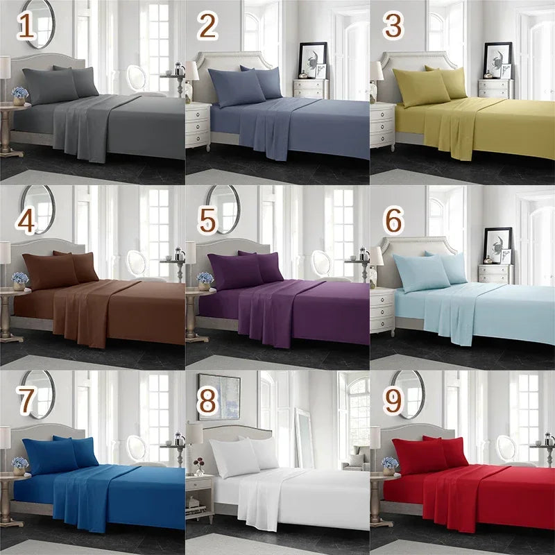 Solid Color Soft Brushed Bedding Set with Pillowcases
