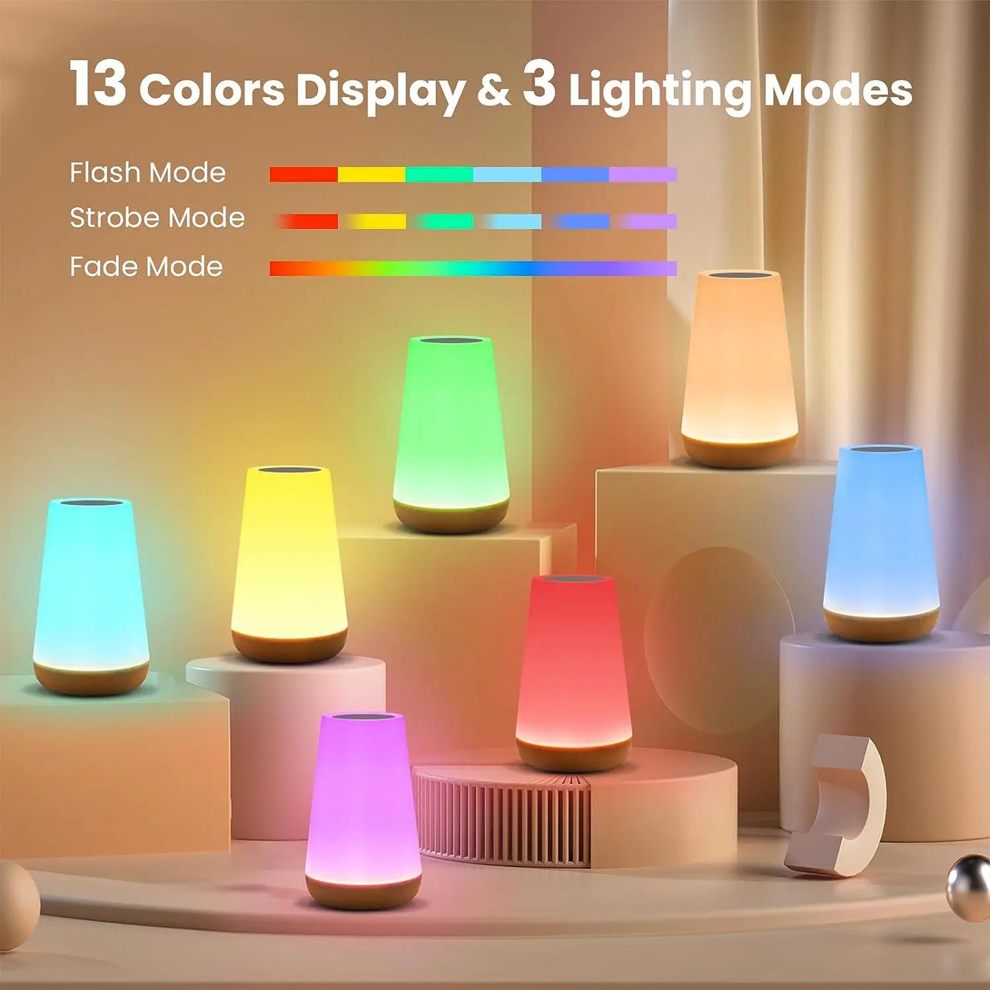 Color Changing Remote Control Night Light for Bedside Use with 13 Colors and 5 Brightness Levels