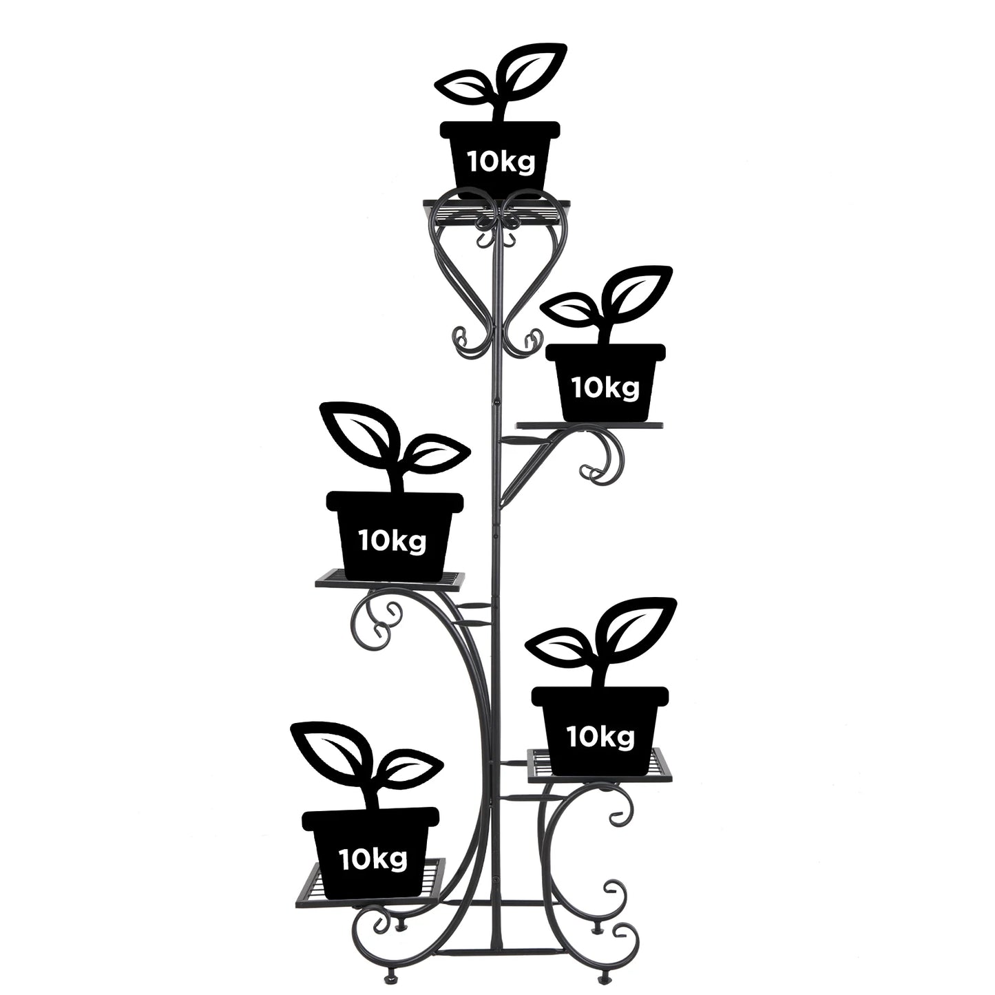 Wisfor Metal Plant Stand Rack 5 Tier Garden Pots Display