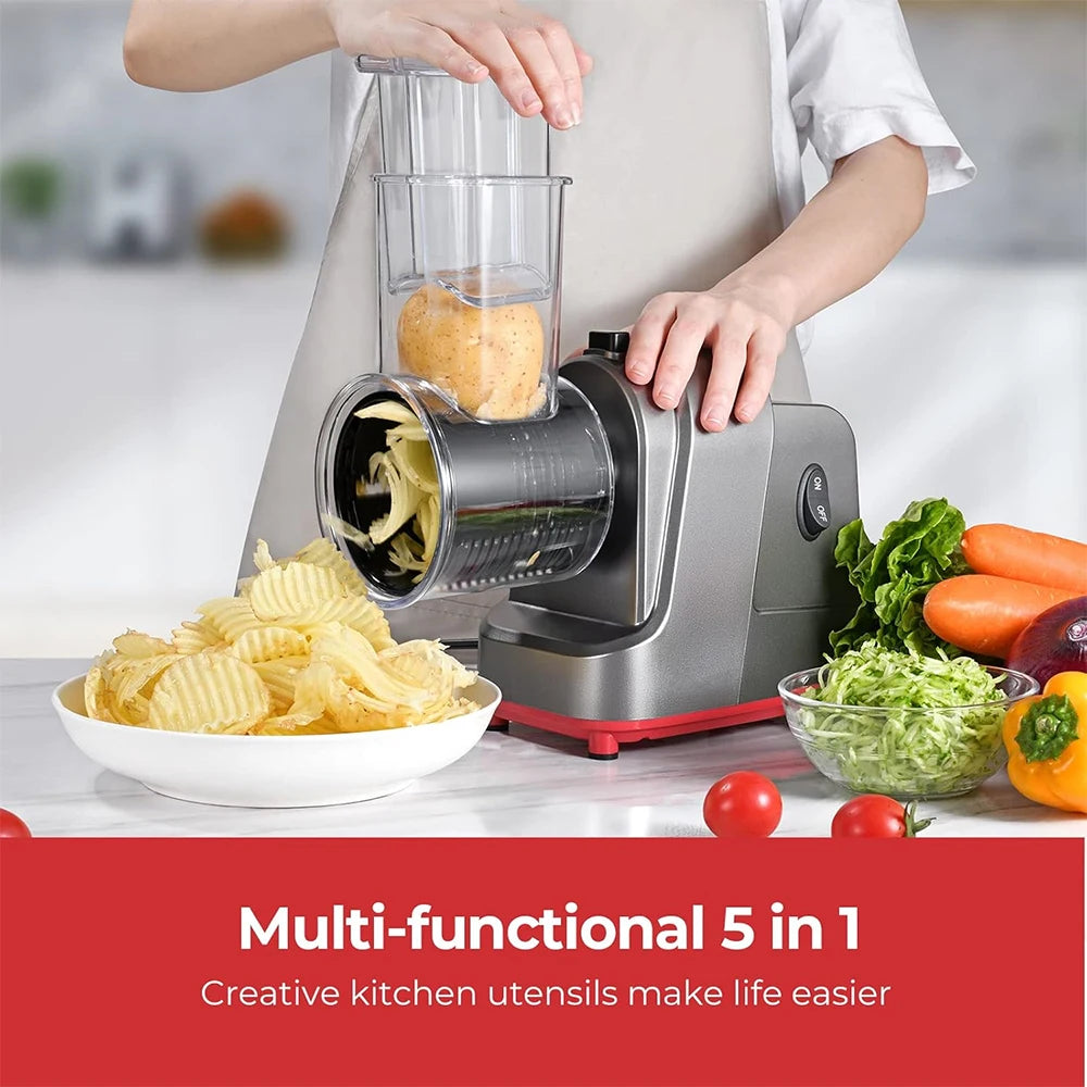 LMETJMA 250W 5 In 1 Electric Vegetable Slicer Shredder
