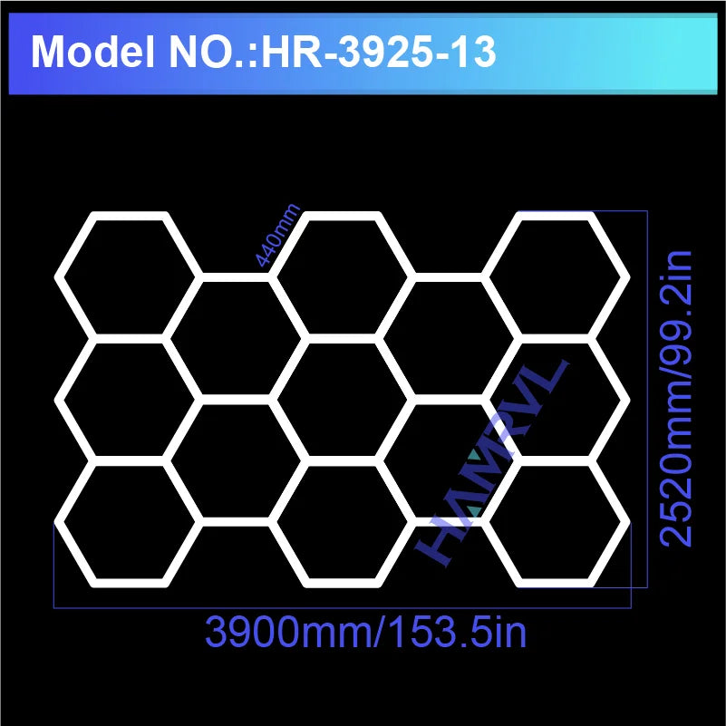 Garage Lights Hexagon Lamp 110-240V LED Tube Honeycomb Ceiling Lighting for Workshop Car Showroom Auto Body Repair Gym