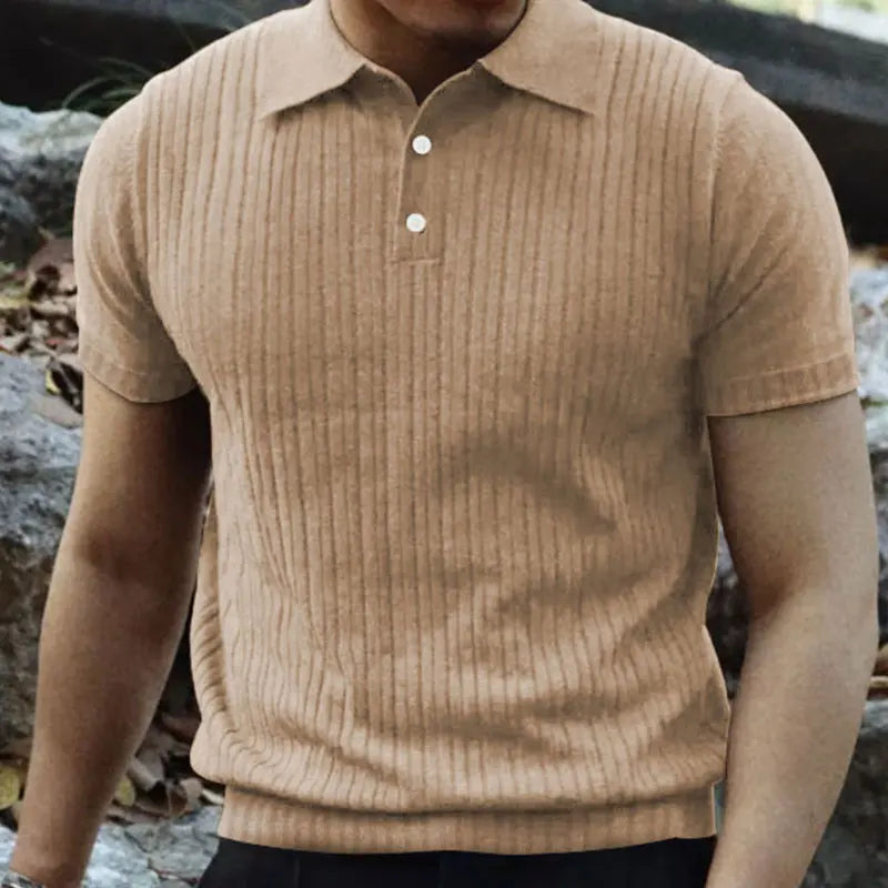 Men's Casual Knit Polo Shirt for Summer Style