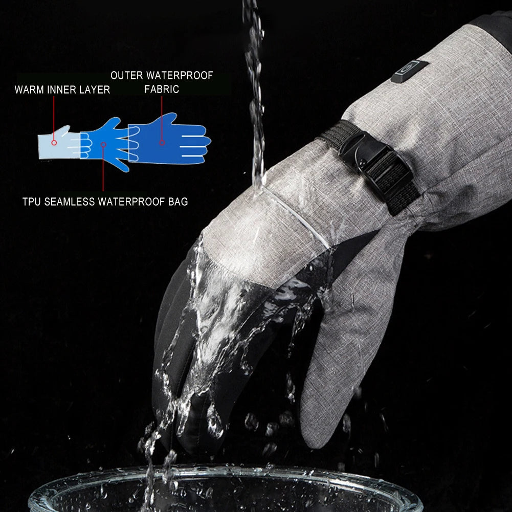 HOSPORTCN Winter Electric Heated Gloves USB Charging Waterproof