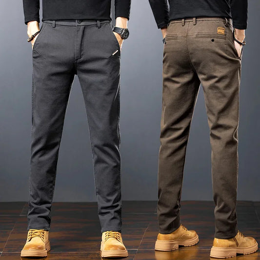 Men's Twill Slim Pants by Fashion Korean