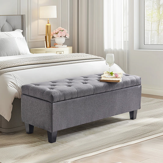 Redlife Storage Ottoman Bench Tufted Lid And Safety Hinge