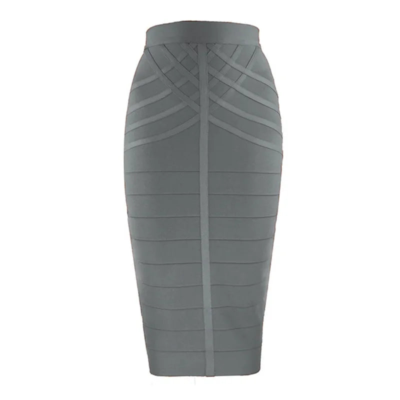 Elegant High Waist Bodycon Pencil Skirt for Office Ladies