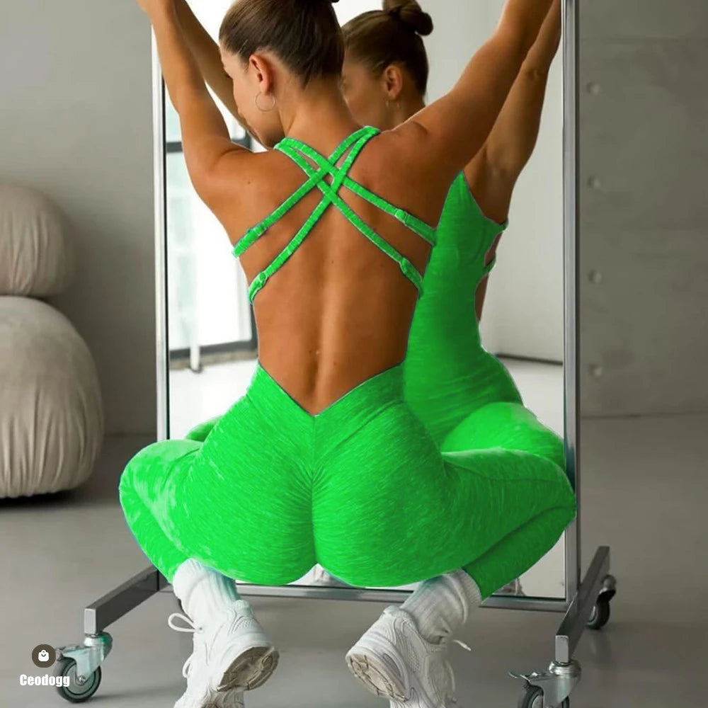 Women Adjustable Yoga Jumpsuit Fitness Workout Active Outfit