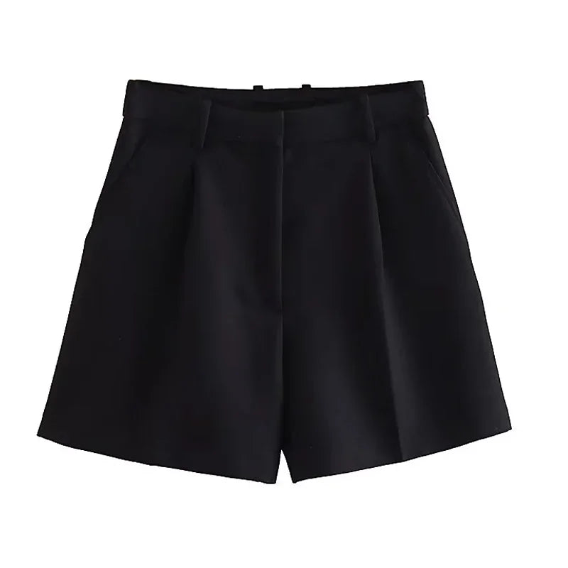 TRAF Women High Waist Casual Pleated Shorts