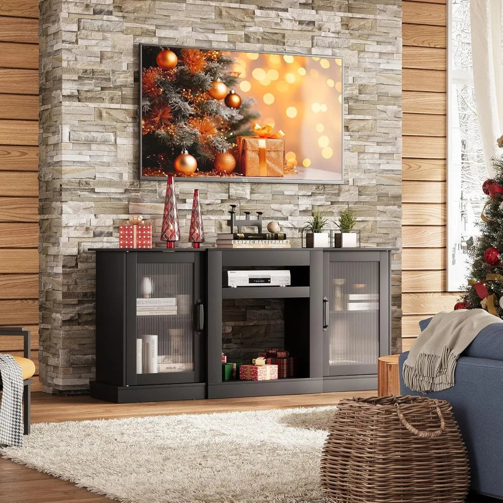 Contemporary TV Console With Multifunctional Storage Shelves And EntertainmentHub