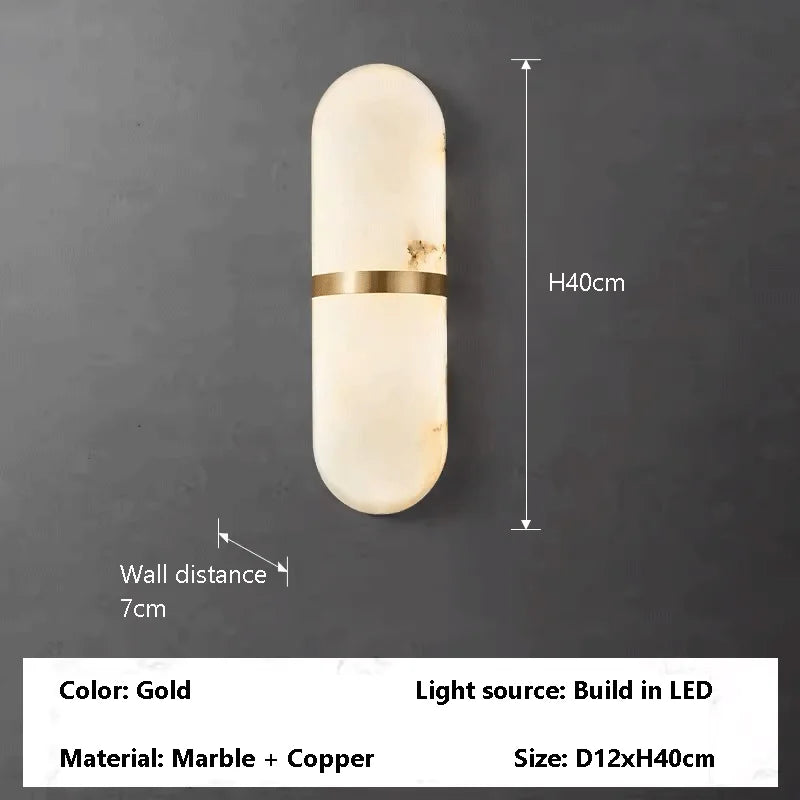 Ancister Oval Marble Wall Lamp Minimalist Modern Sconce