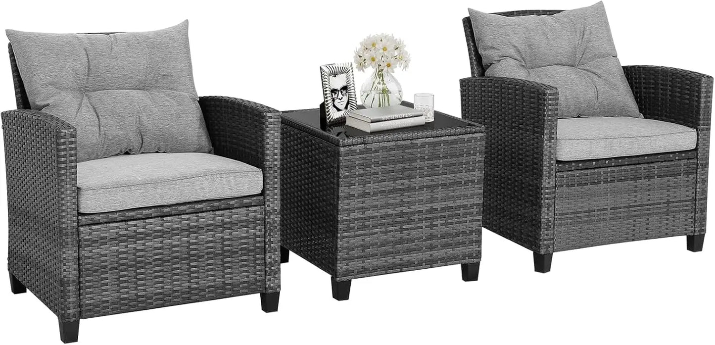 Patio Conversation Set with Washable Cushions and Coffee Table