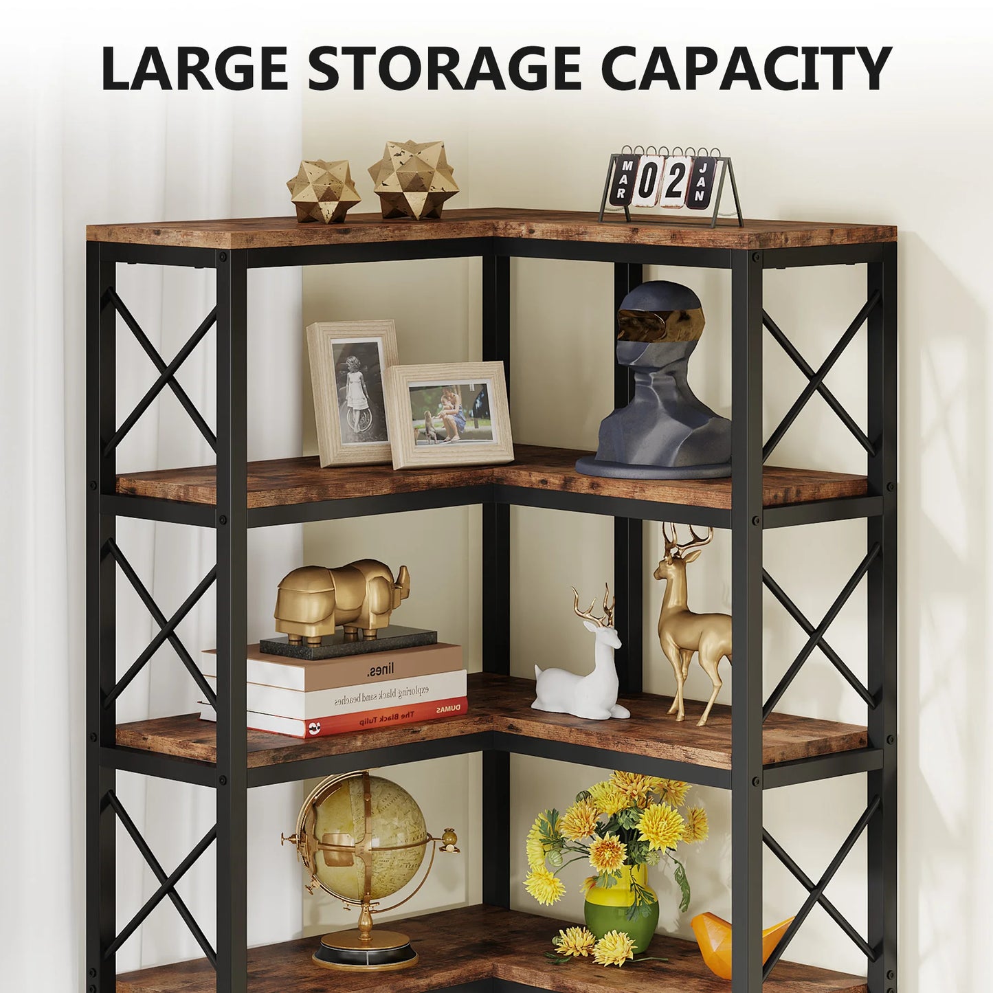 Tribesigns 7 Tier Corner Bookshelf Modern Wood Display Rack