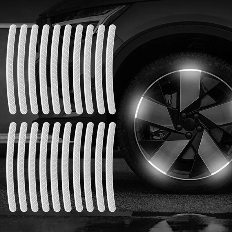 20 Pieces Car Tire Rim Reflective Stickers Night Safety Warning Strip Motorcycle Bike Auto Wheel Hub Reflector Decals