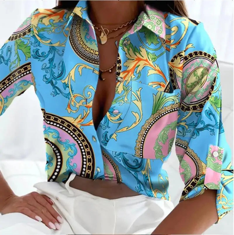 HEYTOAICN Casual Long Sleeve Lapel Slim Blouse Women Office
