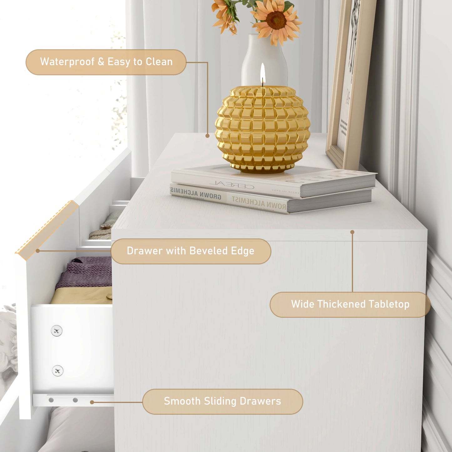 QiaoShiRen 7 Drawer Dresser Modern Wooden Chest Of Drawers
