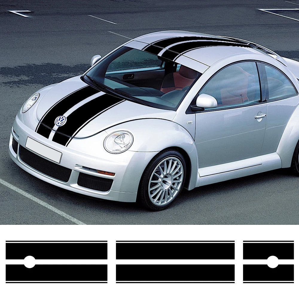 Car Styling Hood Bonnet Roof Rear Trunk Stripes Kit for Volkswagen Beetle A5 2011 to 2018 Vinyl Decals Stickers Tuning Accessories
