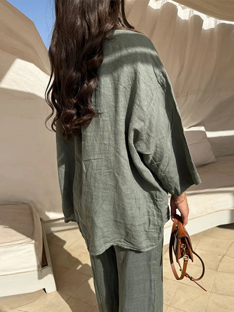 Ebstlcn Solid Women Trouser Suit Sets with Pockets