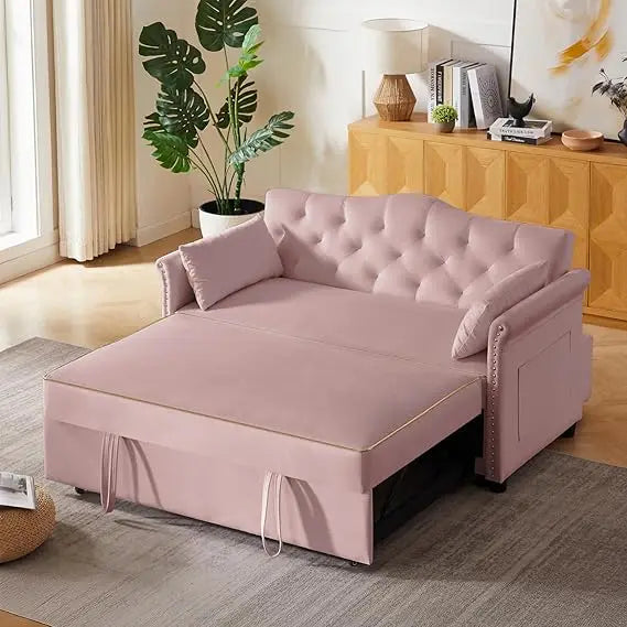 Modern 3-in-1 Convertible Sofa Bed with Swivel Side Table