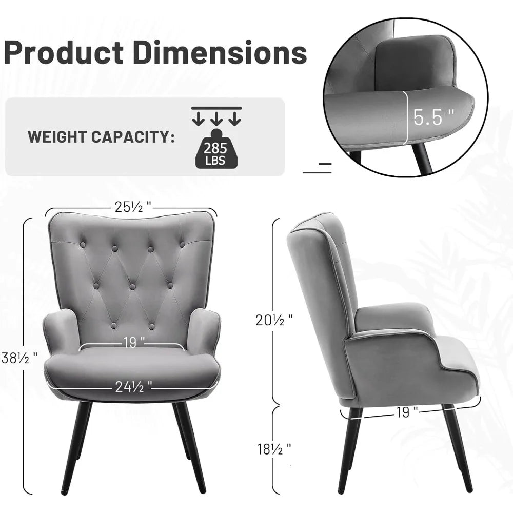 Modern Velvet Tufted Wingback Accent Chair for Cozy Lounging