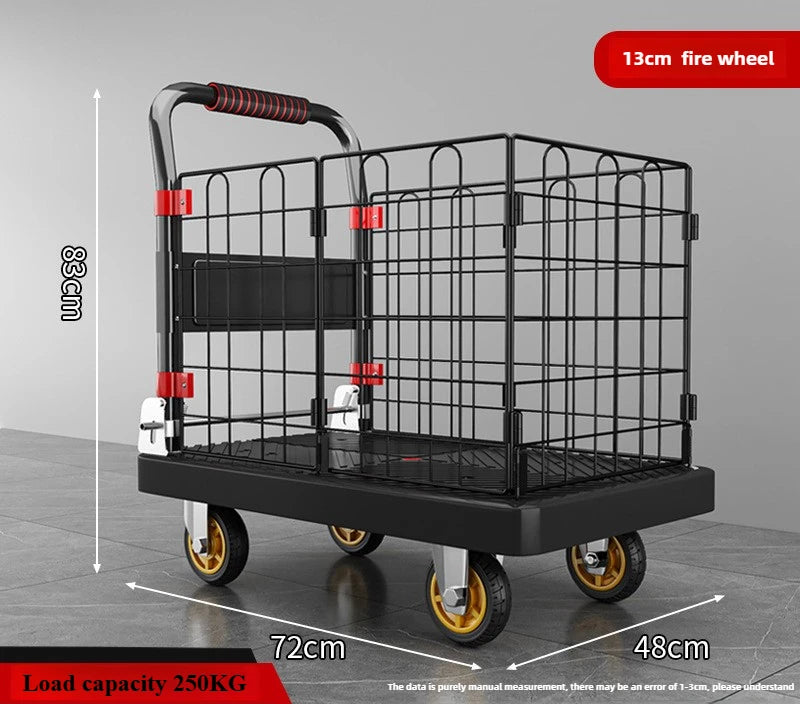 Choice Fence Flatbed Cart Folding Silent Trolley Wheeled