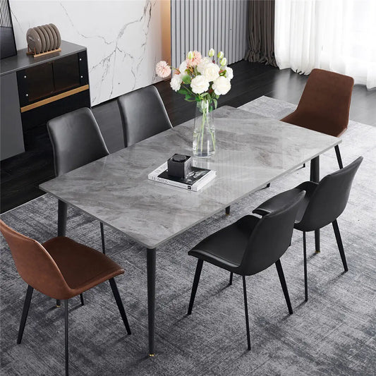 Modern Marble Dining Table With Metal Frame For Elegant Dining