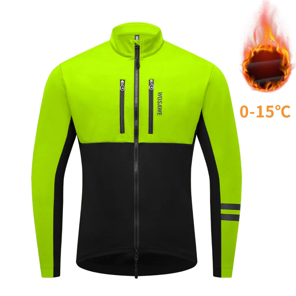 WOSAWE Windproof Winter Thermal Fleece Cycling Jacket For Men Women