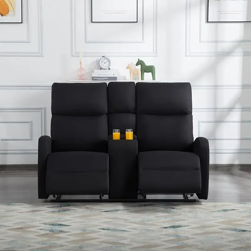 Comfy Scandinavian Leather Sofa Set with Recliners and Cup Holders