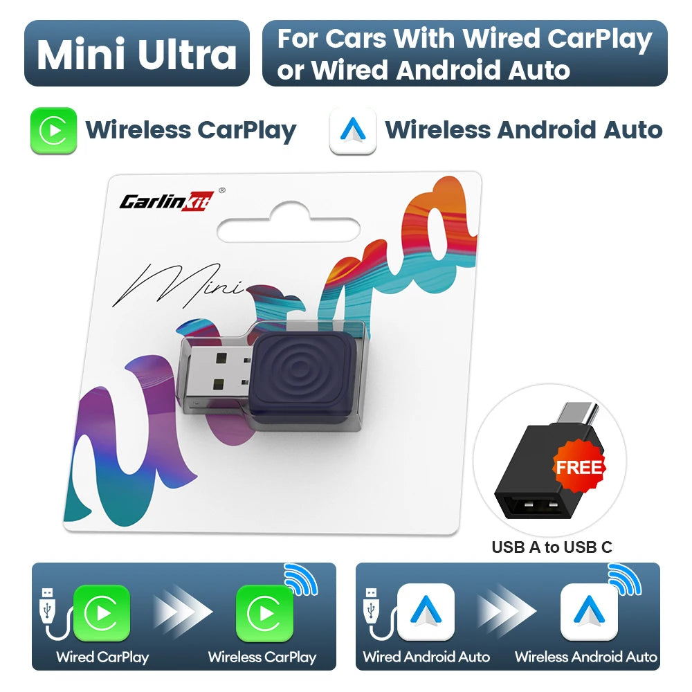 Carlinkit Mini Ultra 5.0 Wireless Android Auto CarPlay USB Dongle