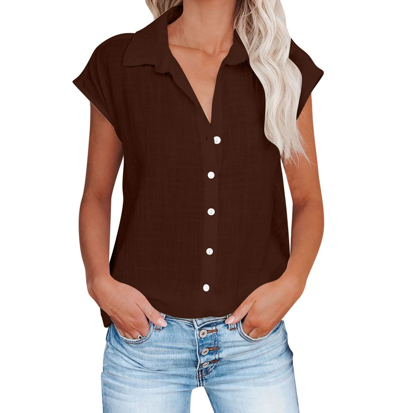 HallolillaCN Summer Cotton Linen Shirt Women Loose Top
