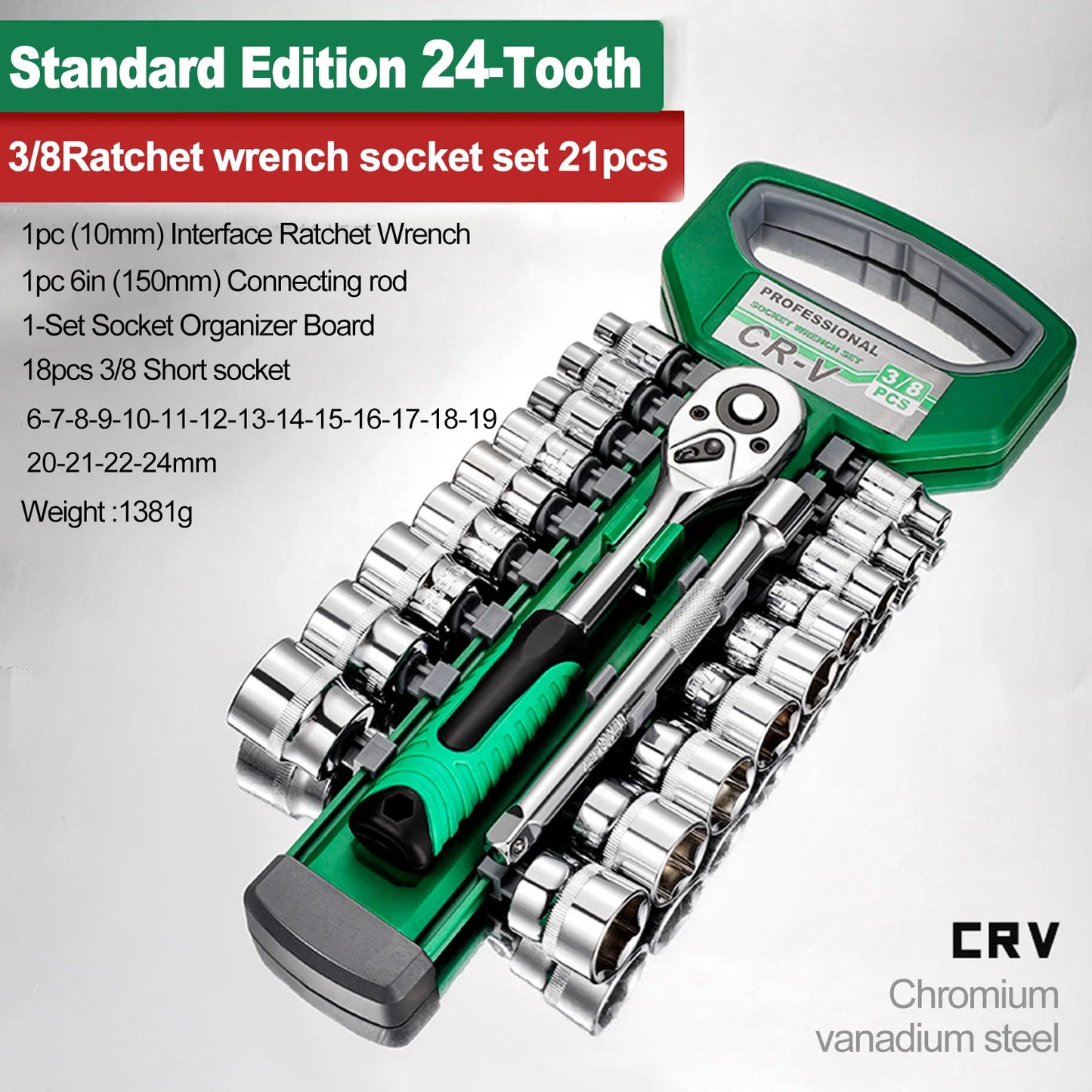 Ratchet Socket Wrench Set With Quick Release Reversible Handle