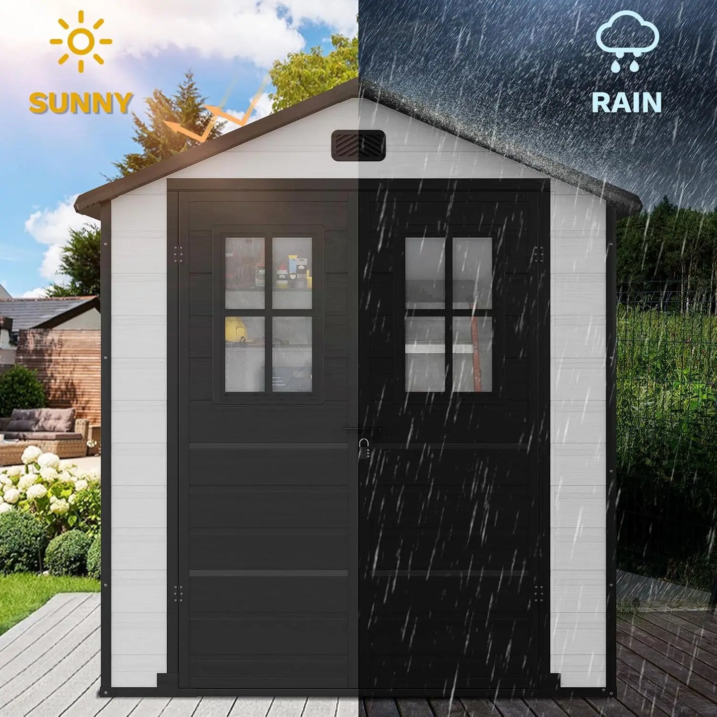 High-concerned Plastic Storage Shed for Garden Tools