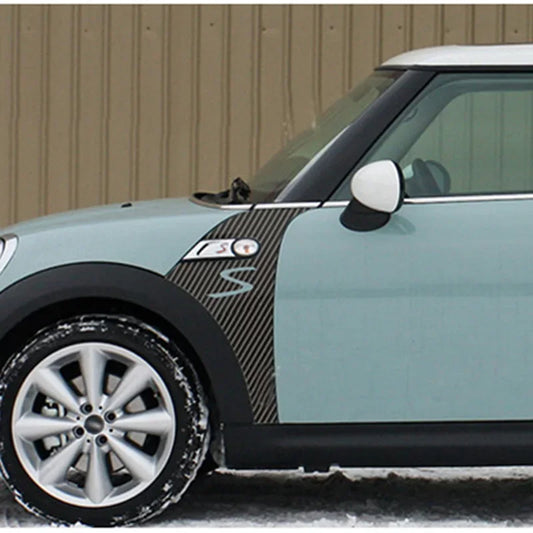 For Mini Cooper S One D JCW R56 Hatchback 2 Pcs Union Jack Car Fender 5D Carbon Fiber Vinyl Sticker Auto Body Decals Accessories