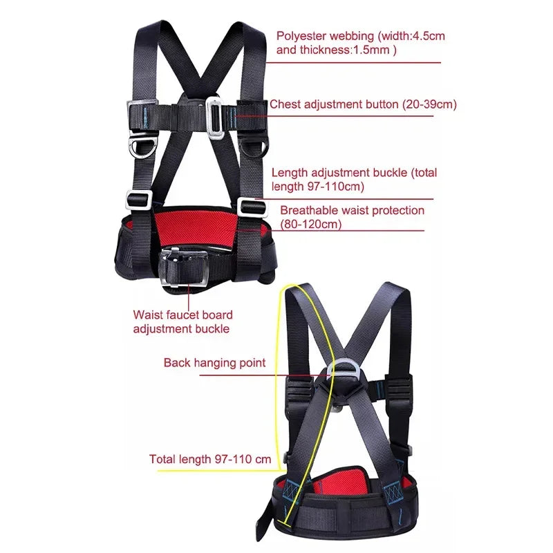 Three Point Half Body Work Safety Belt Outdoor Rock Climbing Electrician Construction Wear Resistant Safety Harness Rope Set