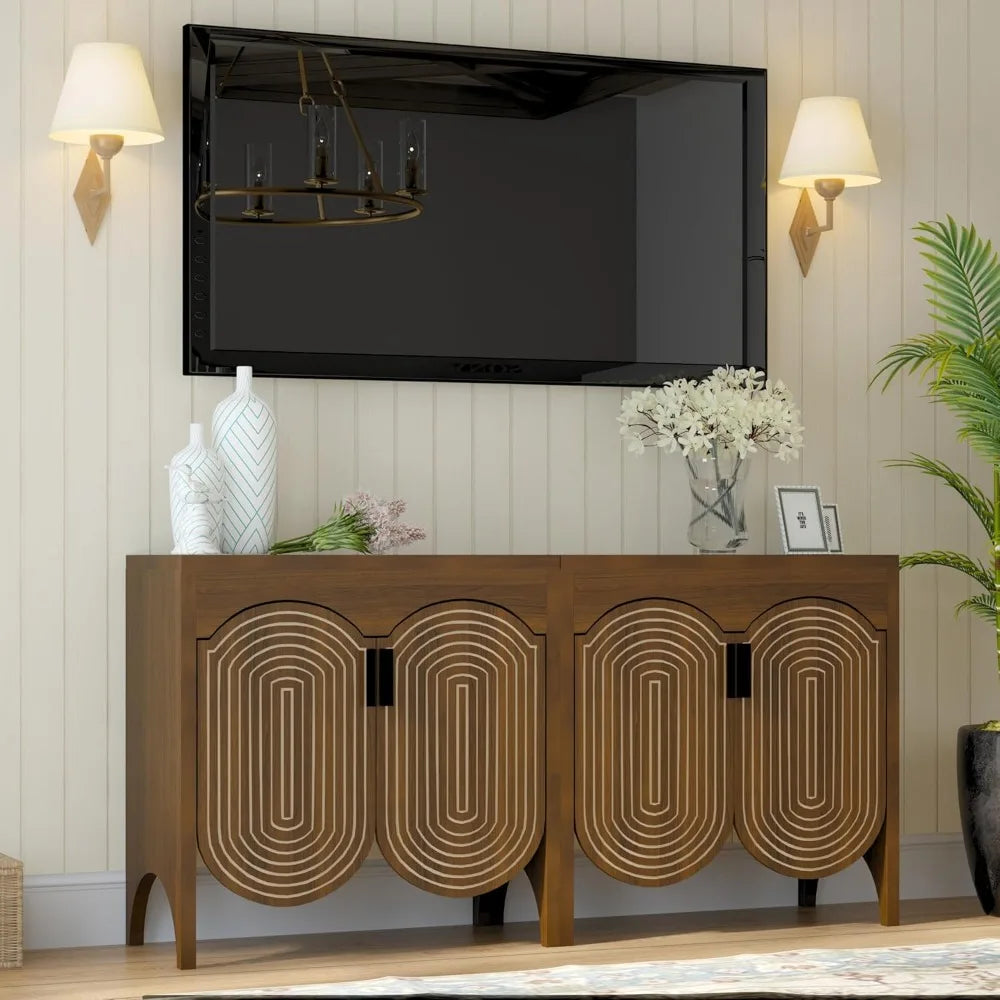 General Use Fluted Sideboard Cabinet With Adjustable Shelves