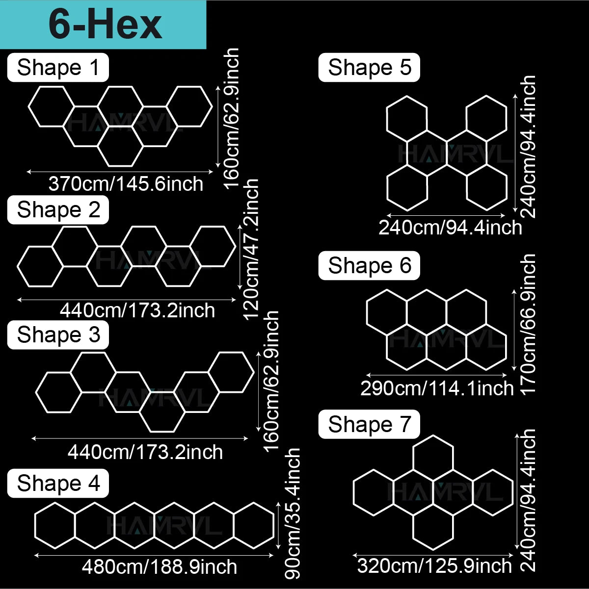 Garage Lights Hexagon Lamp 110-240V LED Tube Honeycomb Ceiling Lighting for Workshop Car Showroom Auto Body Repair Gym