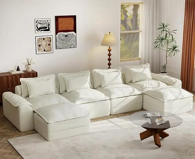 HUANZHUANG Cloudlike ModularConfigurable USShaped Sectional Sofa With Seamless Removable Covers