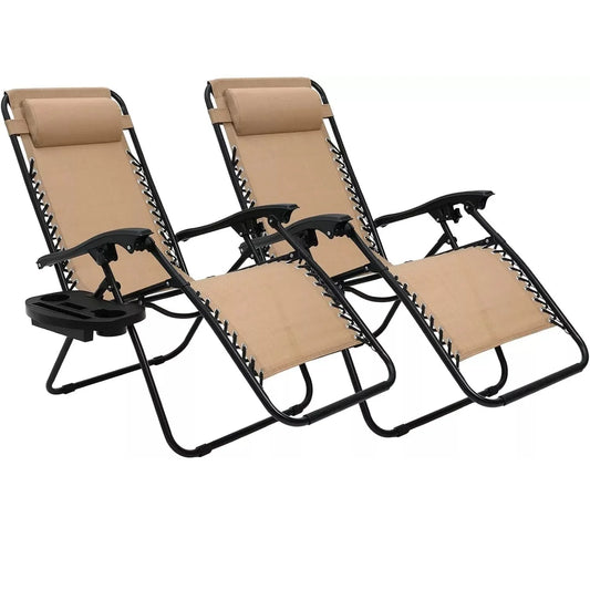 Folded Outdoor Zero Gravity Folding Lounge Chair Cup Holder