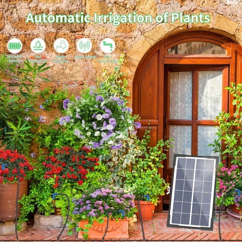 Solar Powered Automatic Drip Irrigation System DIY Watering Device Split Type Dual Pump Kit