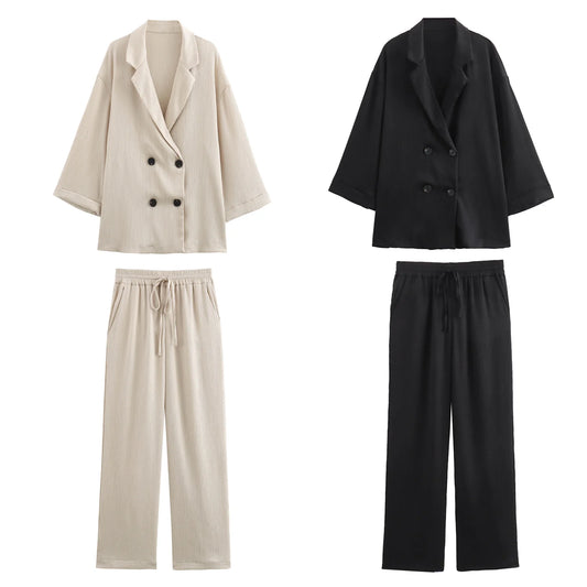 ZERAIN Women's Fashionable Suit Jacket and Pants Set