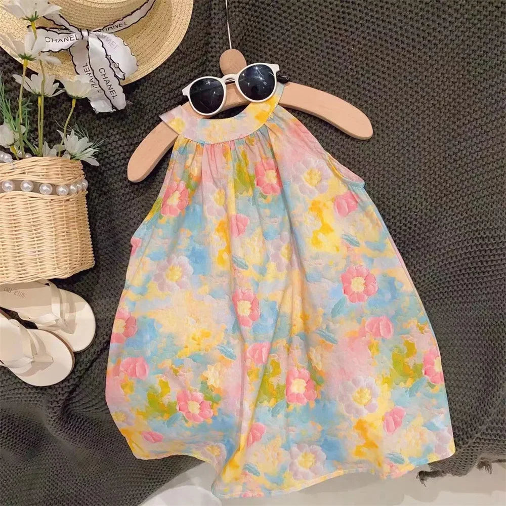 Girls Back Hollow Sleeveless Summer Casual Dress