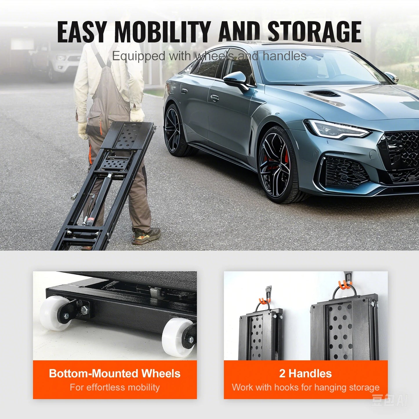 SucceBuy 5000lb Portable Car Lift With Extended-Length Plates