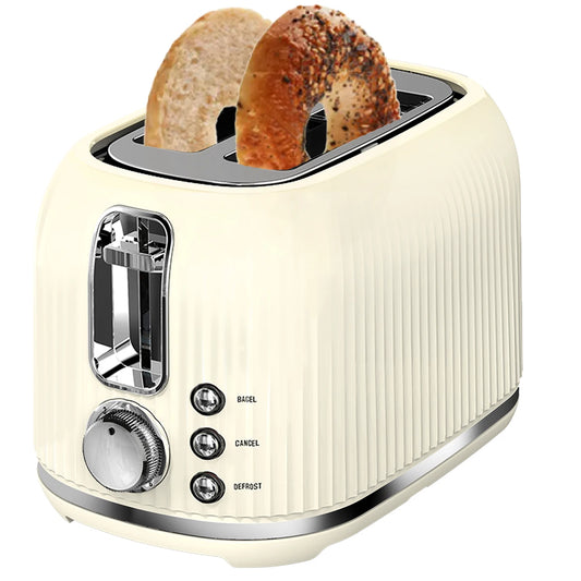 2 Slice Toaster with Extra Wide Slots Removable Crumb Tray Six Browning Options Auto Shut Off Frozen Function Cream