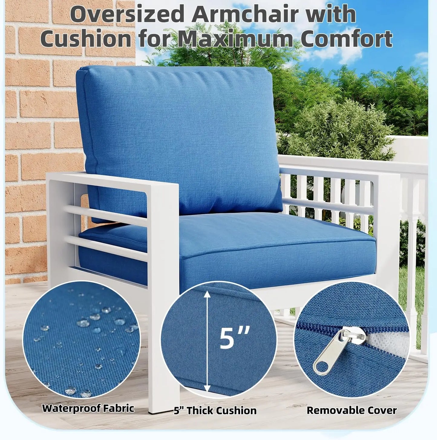 XMSJ 7 Piece Aluminum Patio Furniture Set With Coffee Table