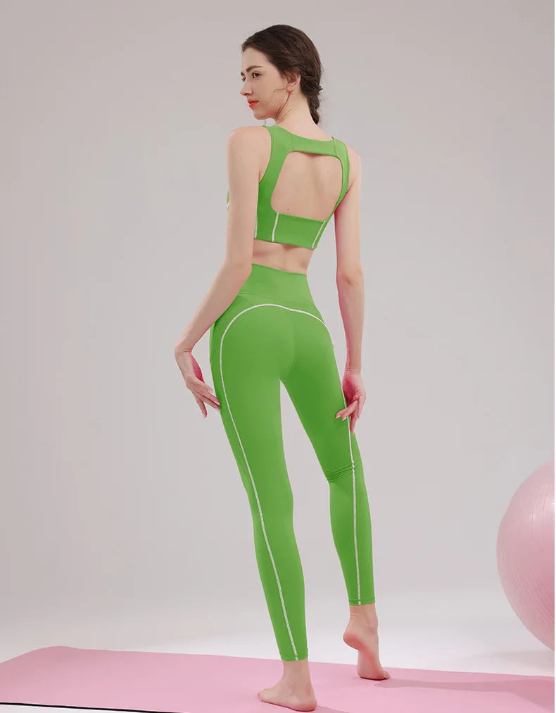 Guangdong Women Fitness Two Piece Sports Set Waist Cinching