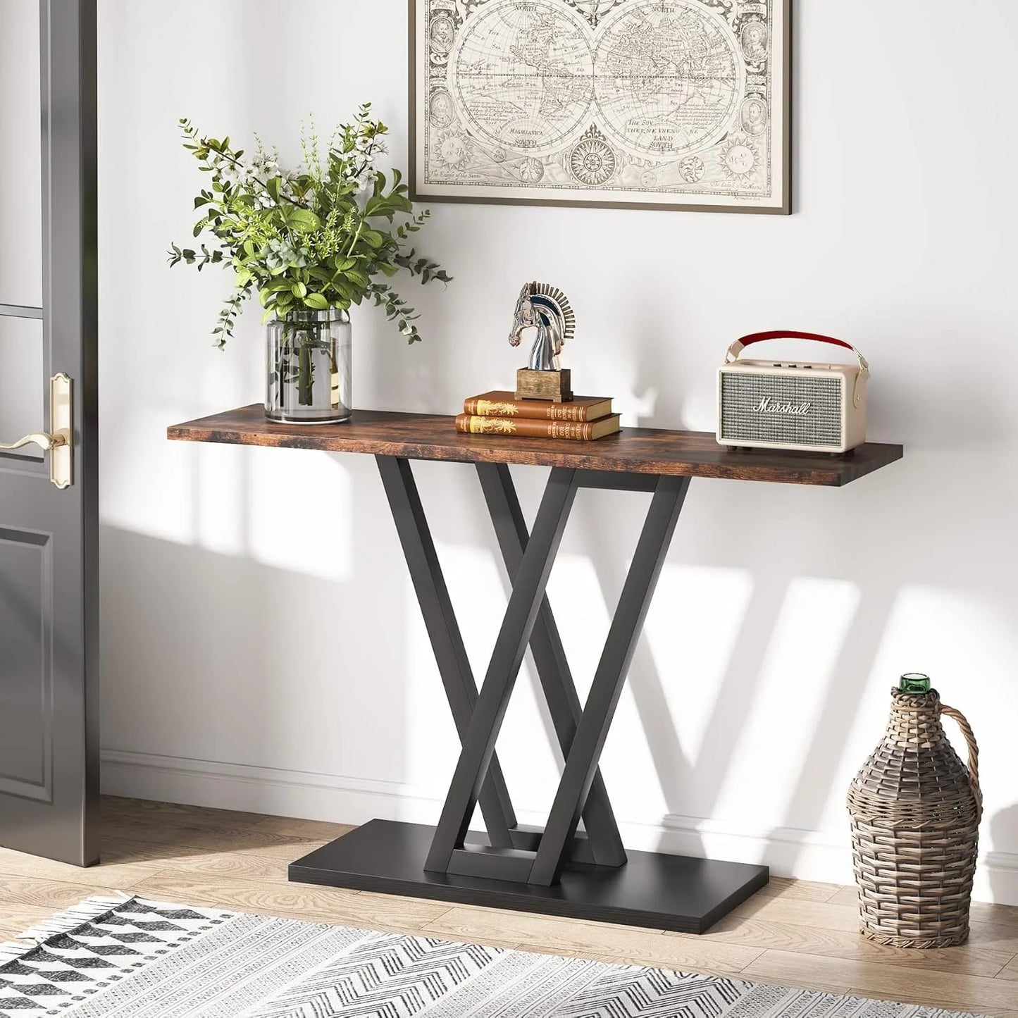 Little Tree Industrial Console Table For Entryway Hallway