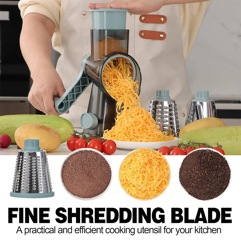Versatile 3 In 1 Rotary Cheese Grater And Vegetable Slicer