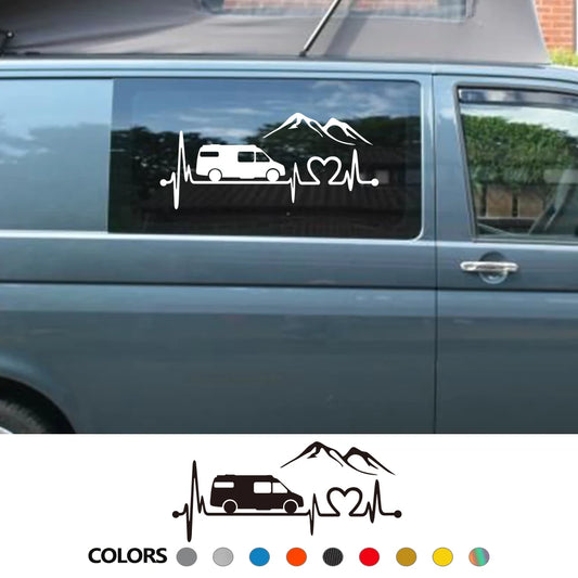 Various Sizes Camper Van Vinyl Decal Mountain Style Sticker Waterproof Auto Decoration for Car Body Bumper Rear Window Laptop
