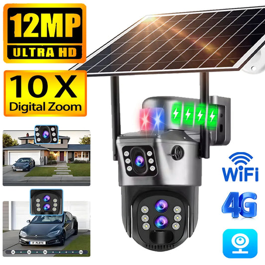 Solar Outdoor Surveillance Camera with 10X Digital Zoom and 4G